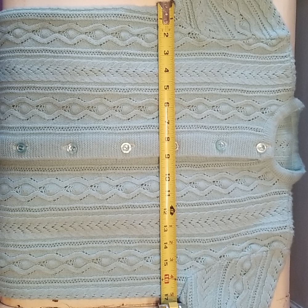 Vintage Tiffany Blue Wool Sweater - Picture 3 of 6